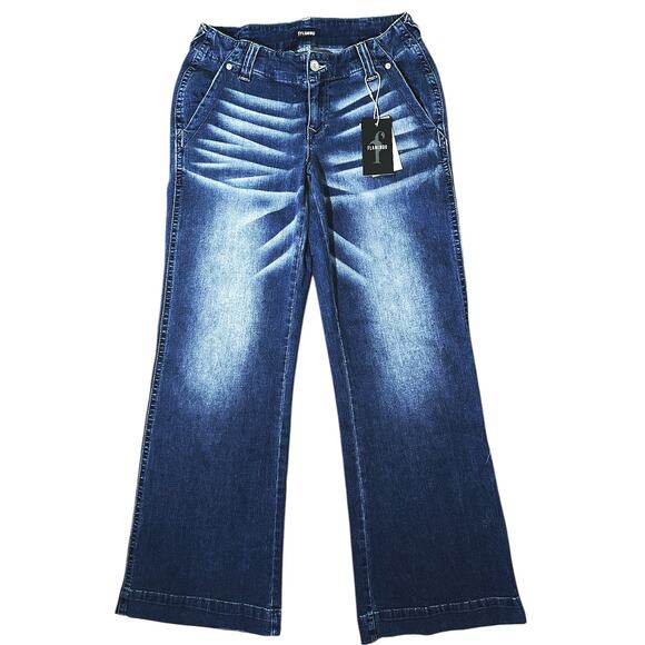 NWT Flamingo Slant Pocket Low-Rise Flare Leg Jeans Women's Small (28x31) - Picture 1 of 7